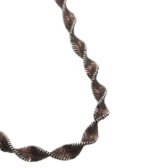 VINTAGE STERLING SILVER SPIRAL DESIGN CHAIN 18 INCH NECKLACE MADE IN ITALY - Picture 5 of 7